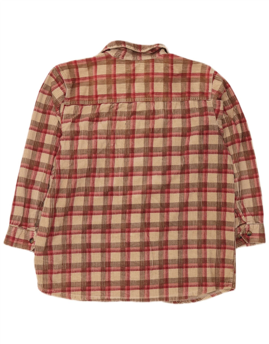 Мужская вельветовая рубашка MARKS & SPENCER, размер 16, большая хлопковая бежевая клетка