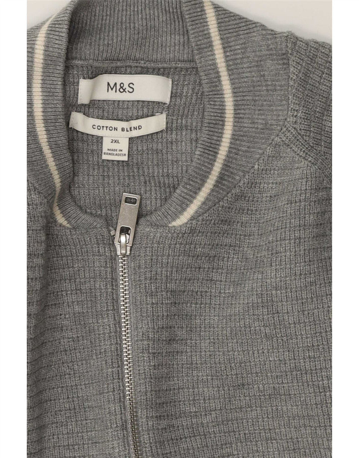 Мужской кардиган с молнией во всю длину Marks & Spencer 2XL, серый хлопок