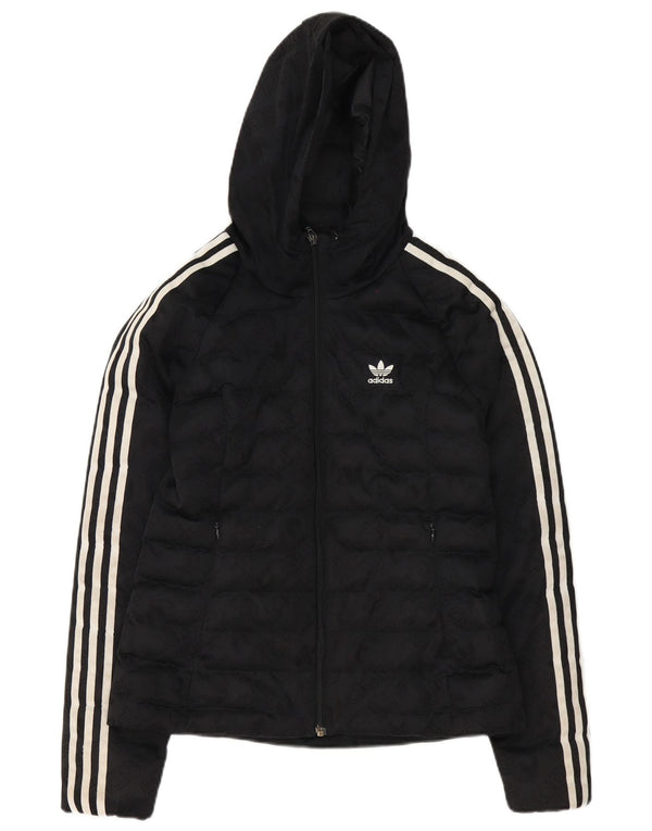 Женская утепленная куртка Adidas с капюшоном и графическим рисунком UK 8, маленький черный полиэстер