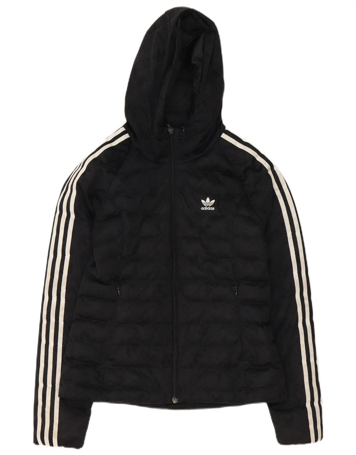 Женская утепленная куртка Adidas с капюшоном и графическим рисунком UK 8, маленький черный полиэстер