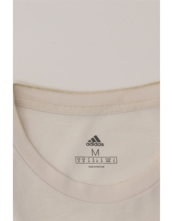 ADIDAS Mens Graphic T-Shirt Top Medium White Cotton Vintage Adidas and Second-Hand Adidas from Messina Hembry 