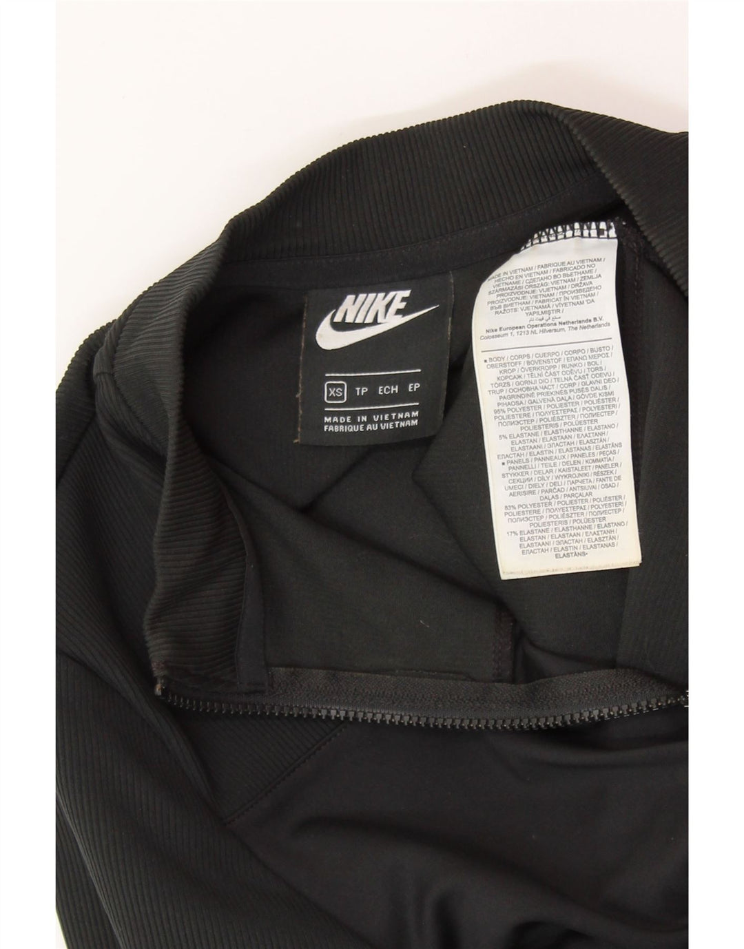 Женский укороченный свитшот с воротником на молнии NIKE UK 4 XS, черный полиэстер