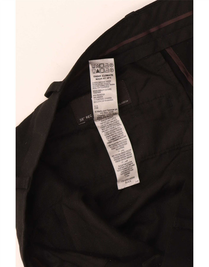 Мужские брюки узкого кроя Marks & Spencer W38 L28, черный полиэстер