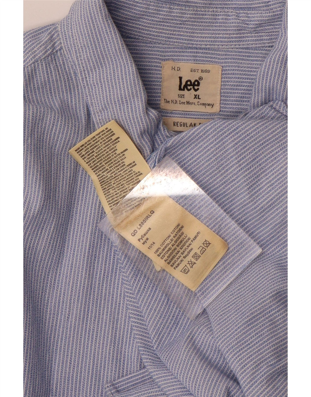 LEE Mens Regular Fit Shirt XL Blue Pinstripe Cotton