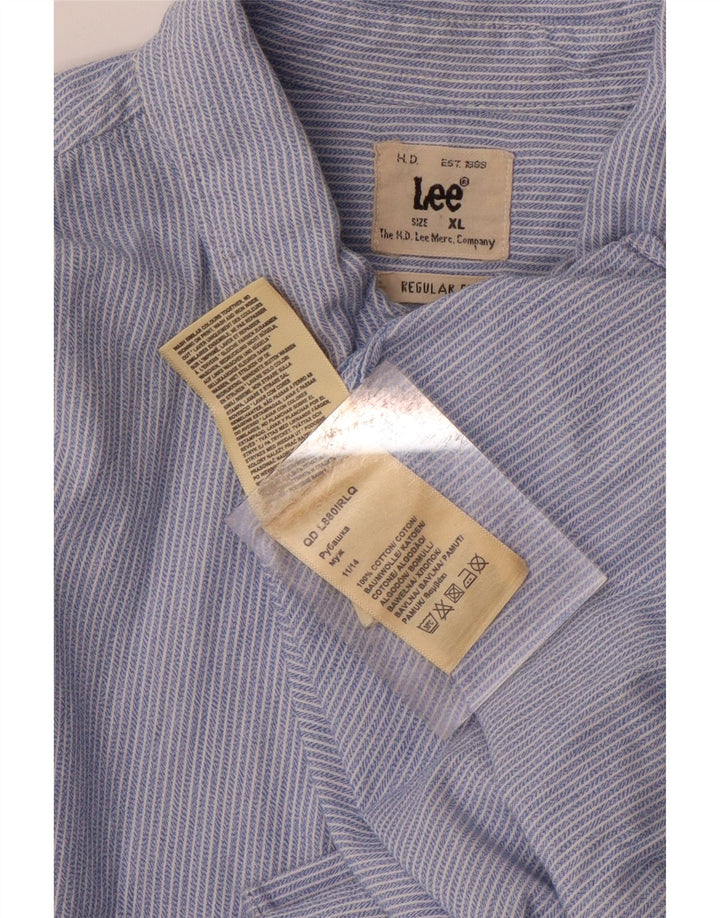 LEE Mens Regular Fit Shirt XL Blue Pinstripe Cotton