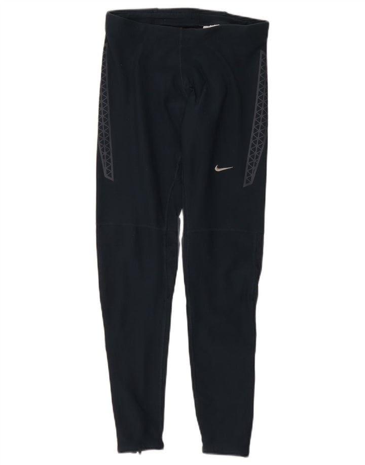 Женские леггинсы Nike Dri Fit UK 12, средний темно-синий, полиэстер с геометрическим рисунком