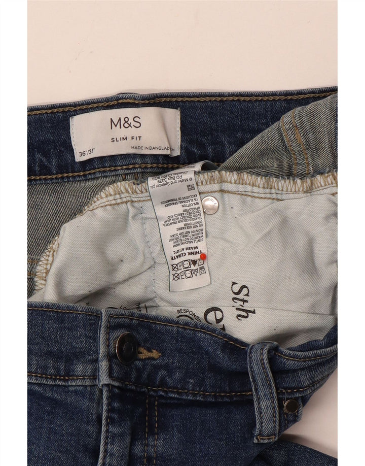 Мужские узкие джинсы Marks & Spencer W36 L31 синие, хлопок