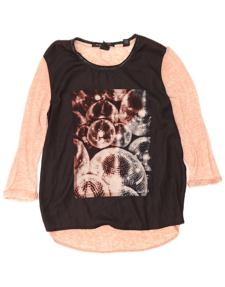 Женский топ с рисунком Scotch & Soda, рукав 3/4, размер 1, маленький, черный, цветной блок