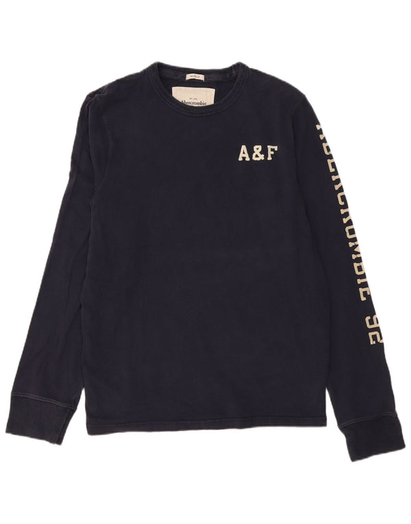 Мужской топ с рисунком мышц Abercrombie & Fitch, длинный рукав, темно-синий, хлопок, размер XL