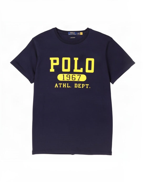 Мужская приталенная футболка с рисунком Polo Ralph Lauren, большой темно-синий топ