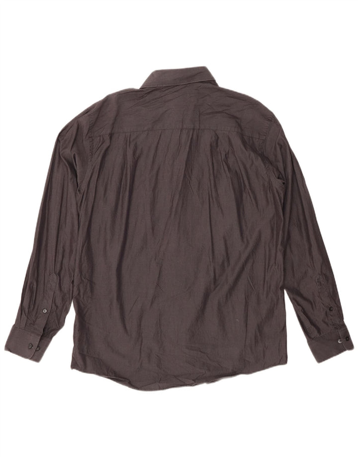 Мужская рубашка приталенного кроя CALVIN KLEIN, размер 16, большая, серая, хлопок