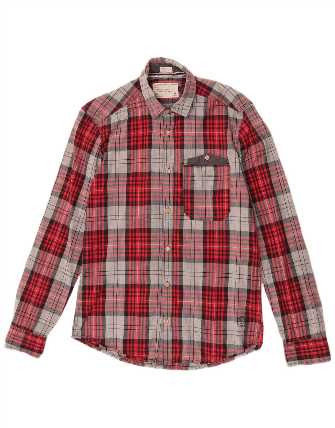 Мужская фланелевая рубашка Jack & Jones, маленькая красная клетка, хлопок