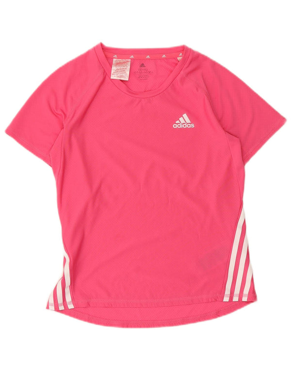 Футболка Adidas для девочек, топ 11-12 лет, розовый полиэстер