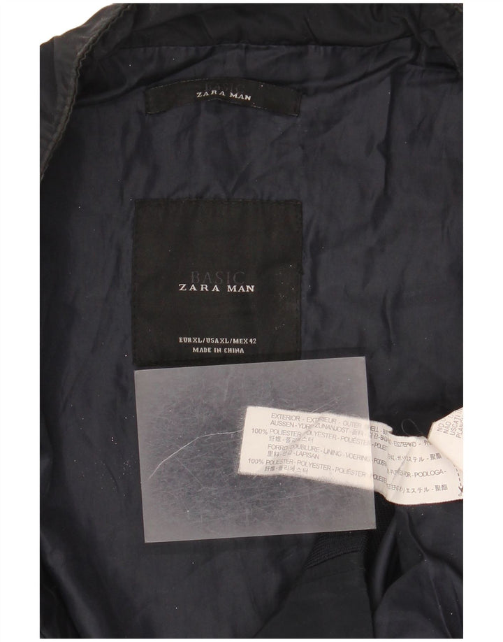 Мужская куртка-бомбер Zara UK 42 XL, темно-синий полиэстер
