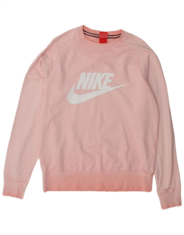 Женский свитер с рисунком Nike UK 14, хлопок среднего розового цвета