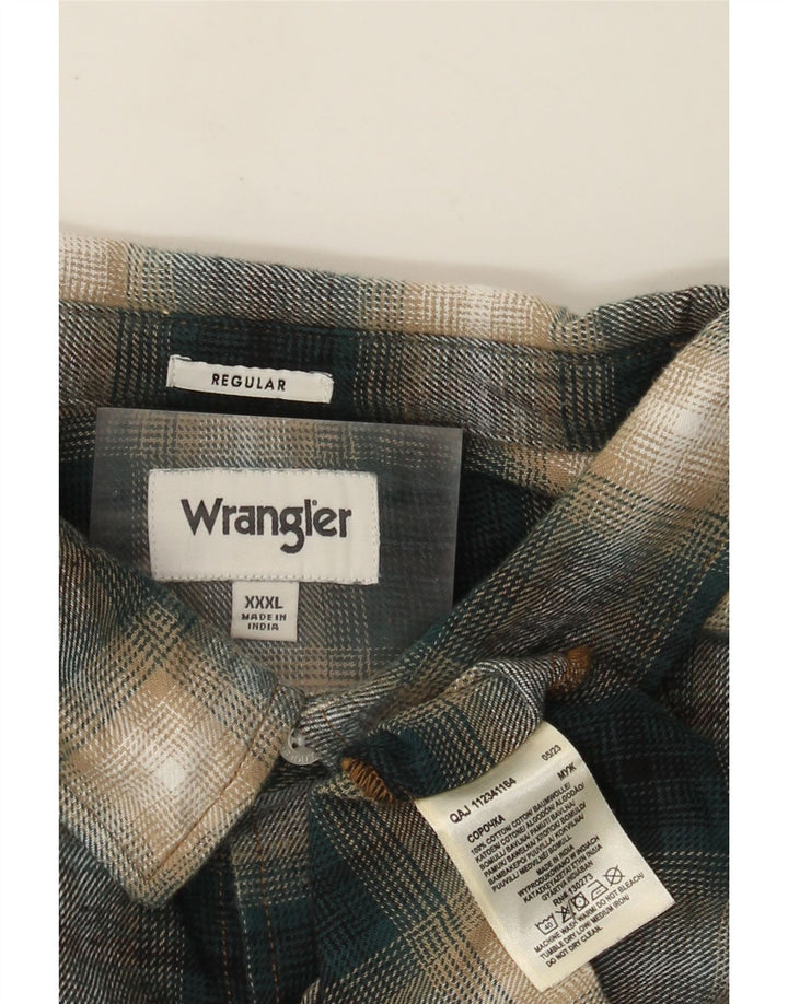 Мужская фланелевая рубашка стандартного кроя Wrangler 3XL, хлопковая зеленая клетка