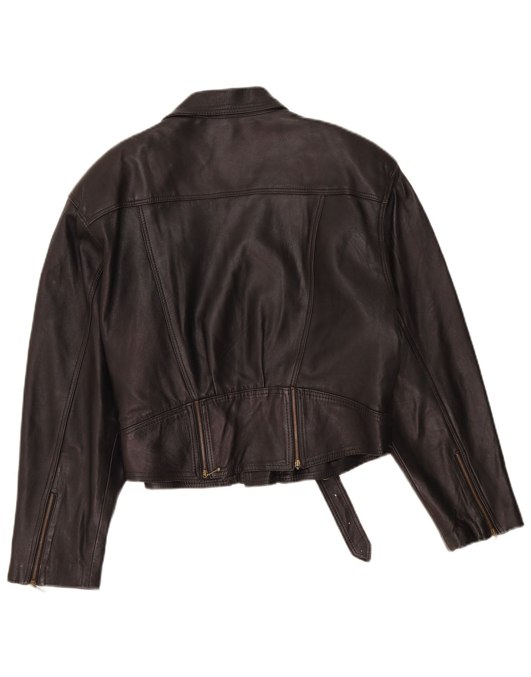 Женская кожаная косуха VINTAGE UK 14, кожа среднего размера, черная