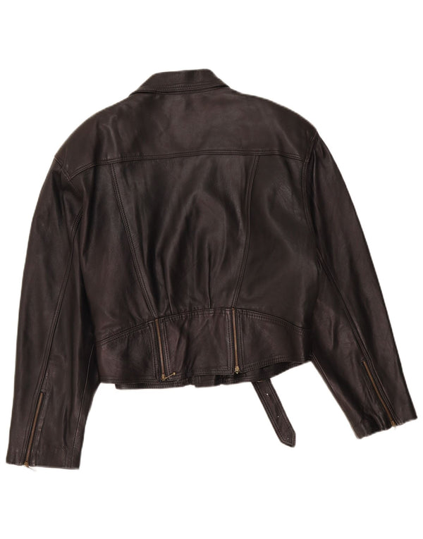 Женская кожаная косуха VINTAGE UK 14, кожа среднего размера, черная