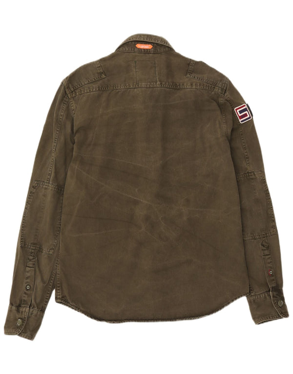 Мужская рубашка в стиле милитари с рисунком Superdry XL, цвет хаки, хлопок