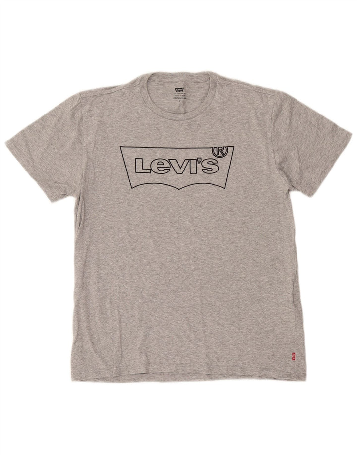 Мужская футболка с рисунком Levi's, хлопковый топ среднего серого цвета