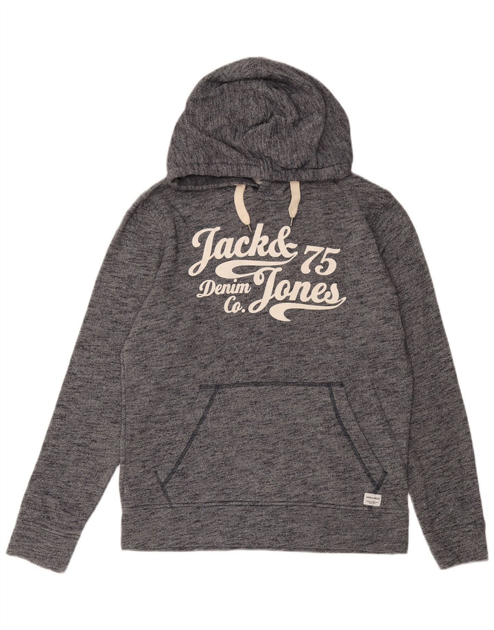 JACK & JONES Мужской джемпер с капюшоном с рисунком, маленький, темно-синий, хлопковый в крапинку