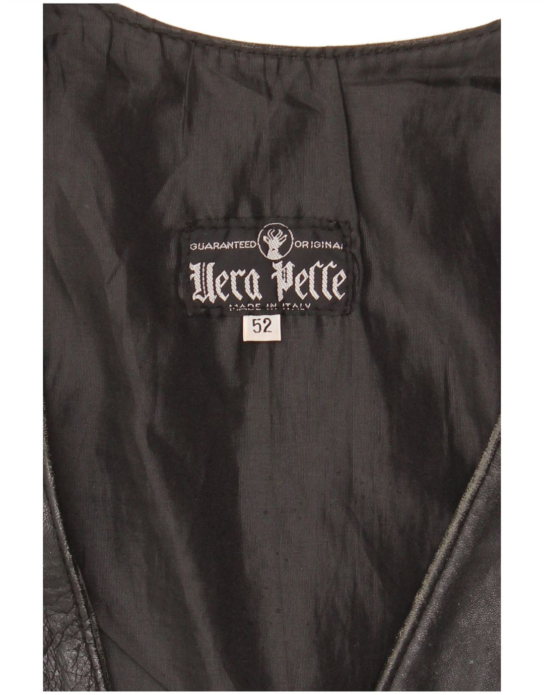 ВИНТАЖНЫЙ Мужской кожаный жилет IT 52 большой черный кожаный