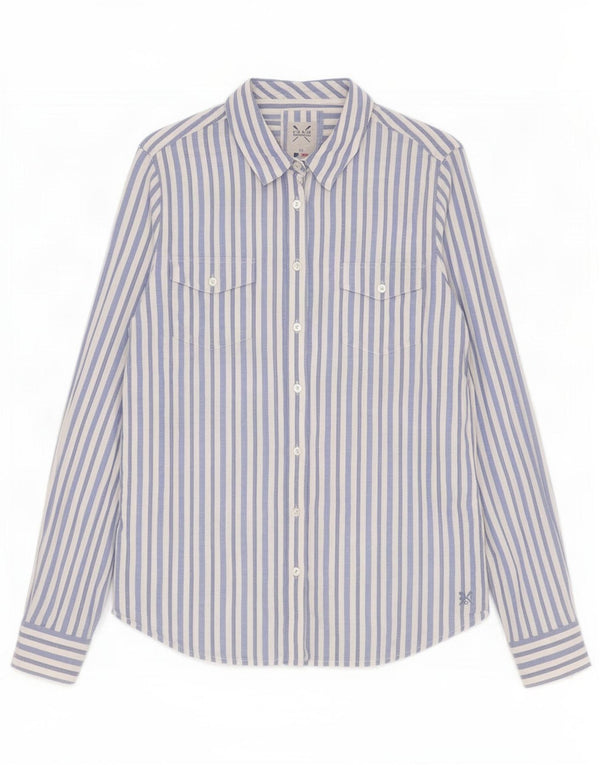 Женская рубашка Crew Clothing UK 12, хлопок среднего синего цвета в тонкую полоску