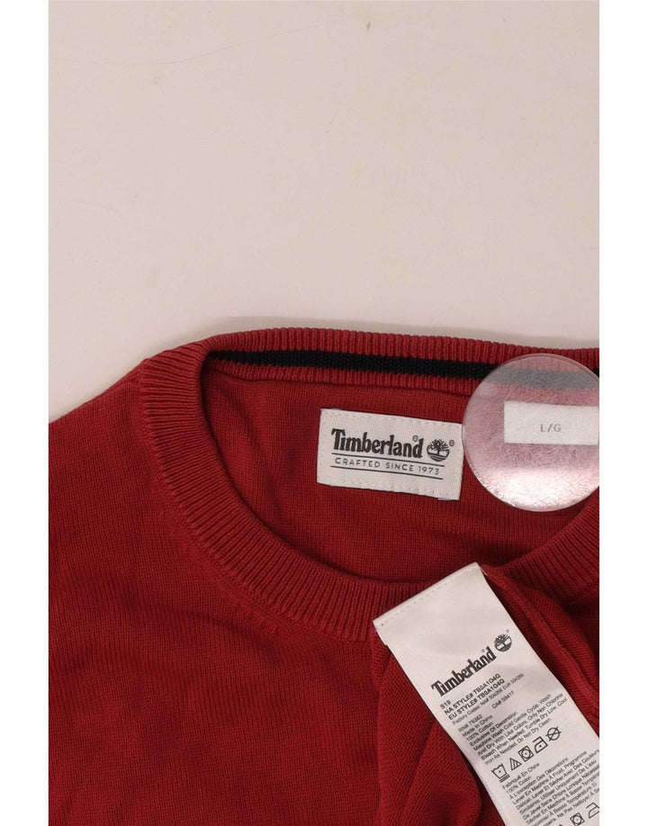 Мужской джемпер с круглым вырезом Timberland, большой красный хлопковый свитер