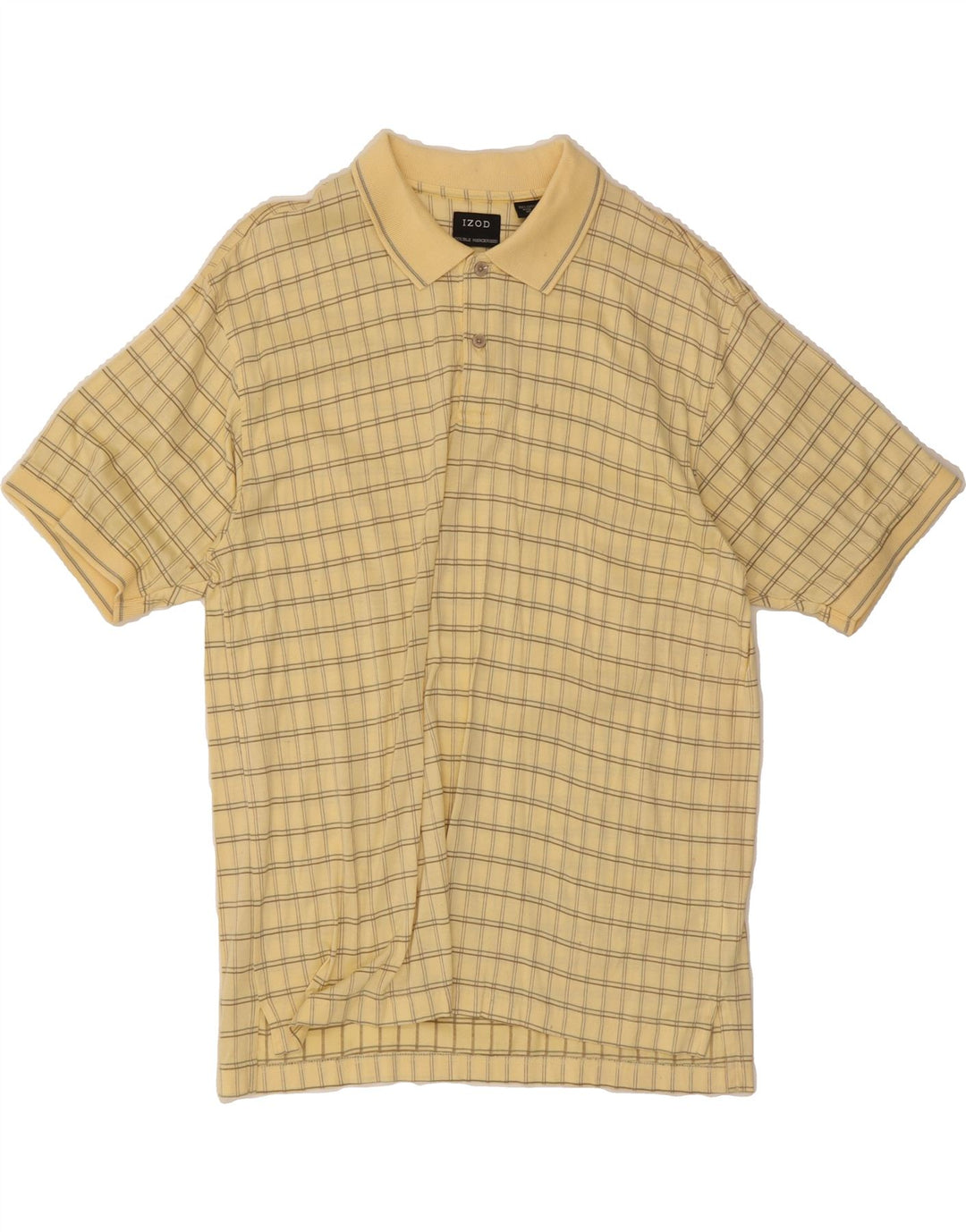 IZOD Mens Polo Shirt Medium Yellow Check Cotton Vintage Izod and Second-Hand Izod from Messina Hembry 