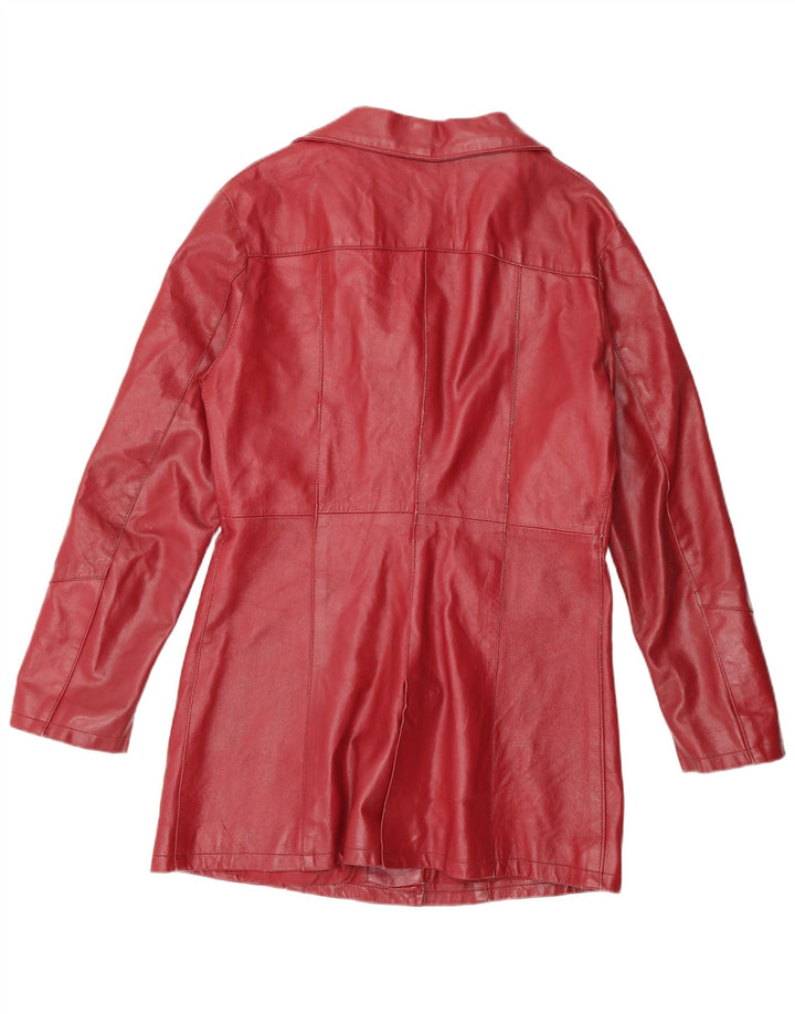 Винтажное женское кожаное пальто UK 18 XL, красное кожаное
