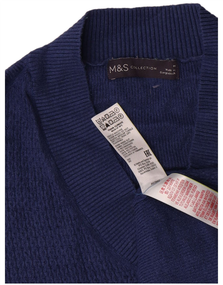 Мужской джемпер с v-образным вырезом Marks & Spencer, средний синий вискозный свитер