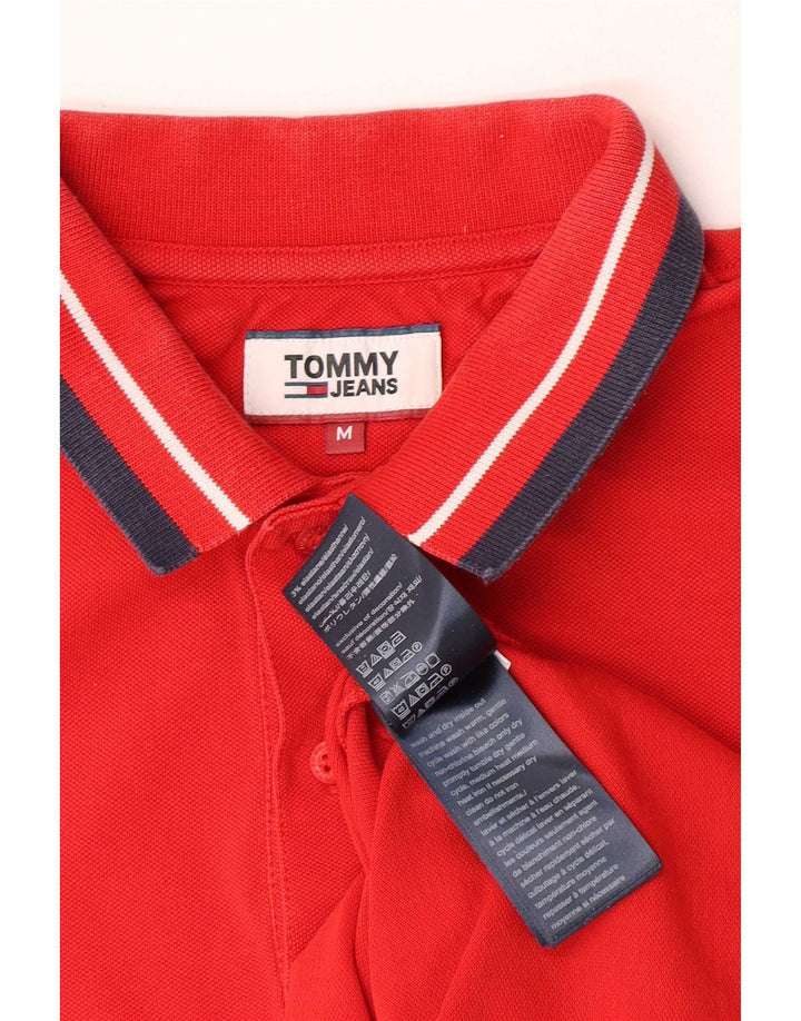 Мужская рубашка-поло Tommy Hilfiger из хлопка в красную полоску среднего размера