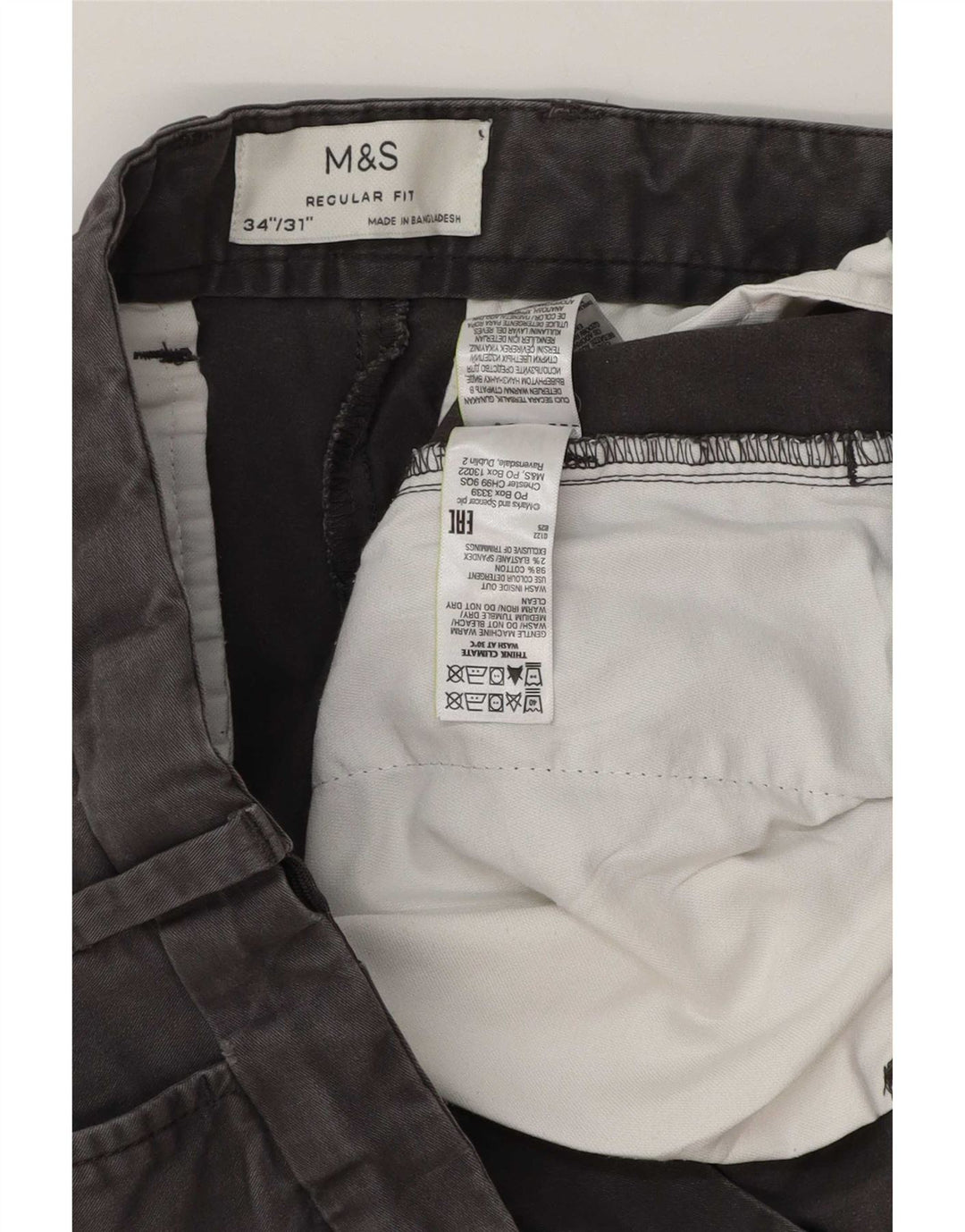 Мужские брюки чиносы Marks & Spencer стандартного кроя W34 L30 серые, хлопковые
