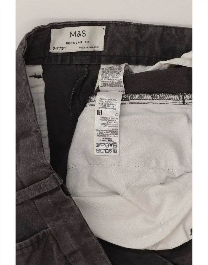 Мужские брюки чиносы Marks & Spencer стандартного кроя W34 L30 серые, хлопковые