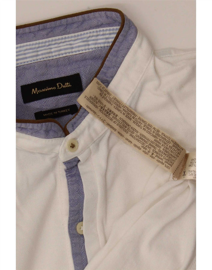 Мужская рубашка-поло Massimo Dutti из хлопка среднего размера белого цвета