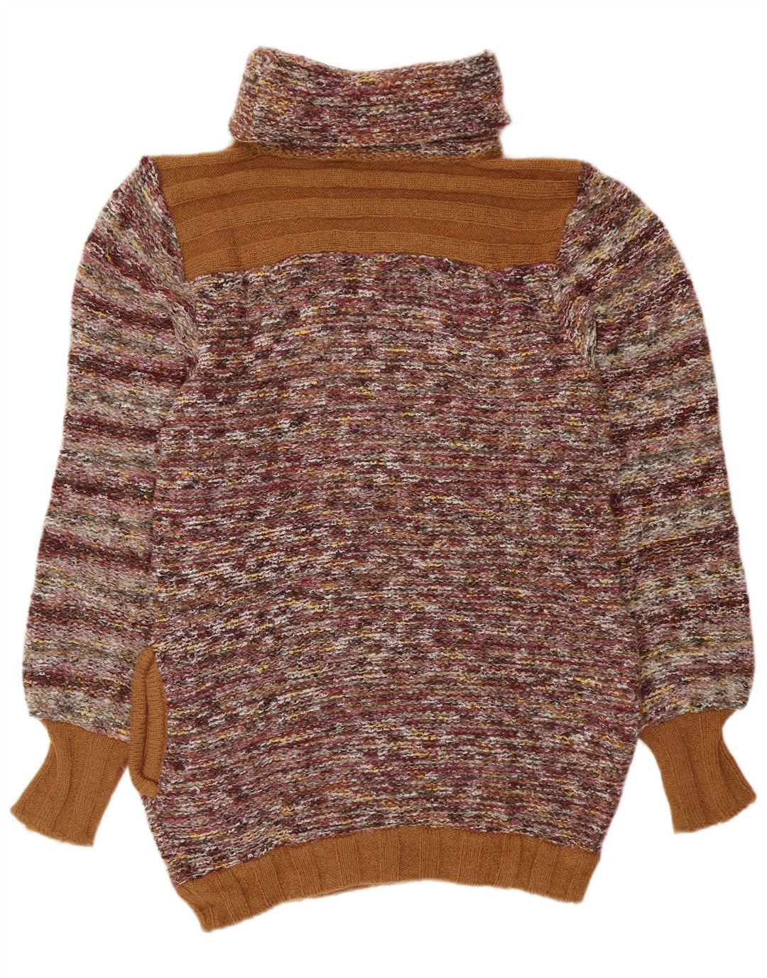 ВИНТАЖНЫЙ женский джемпер с высоким воротником, Великобритания 14, средний, в разноцветную полоску
