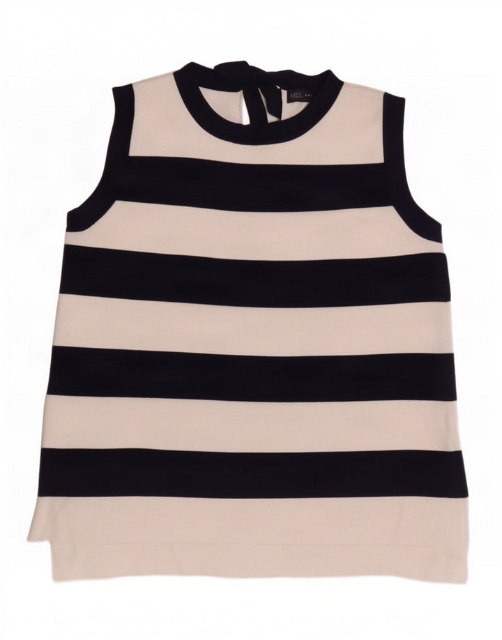 Женский жилет Marks & Spencer UK 12, средний темно-синий в полоску, полиамид