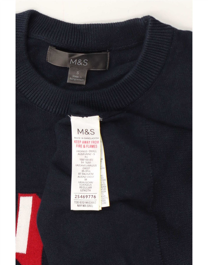 Мужской джемпер с круглым вырезом Marks & Spencer, маленький темно-синий