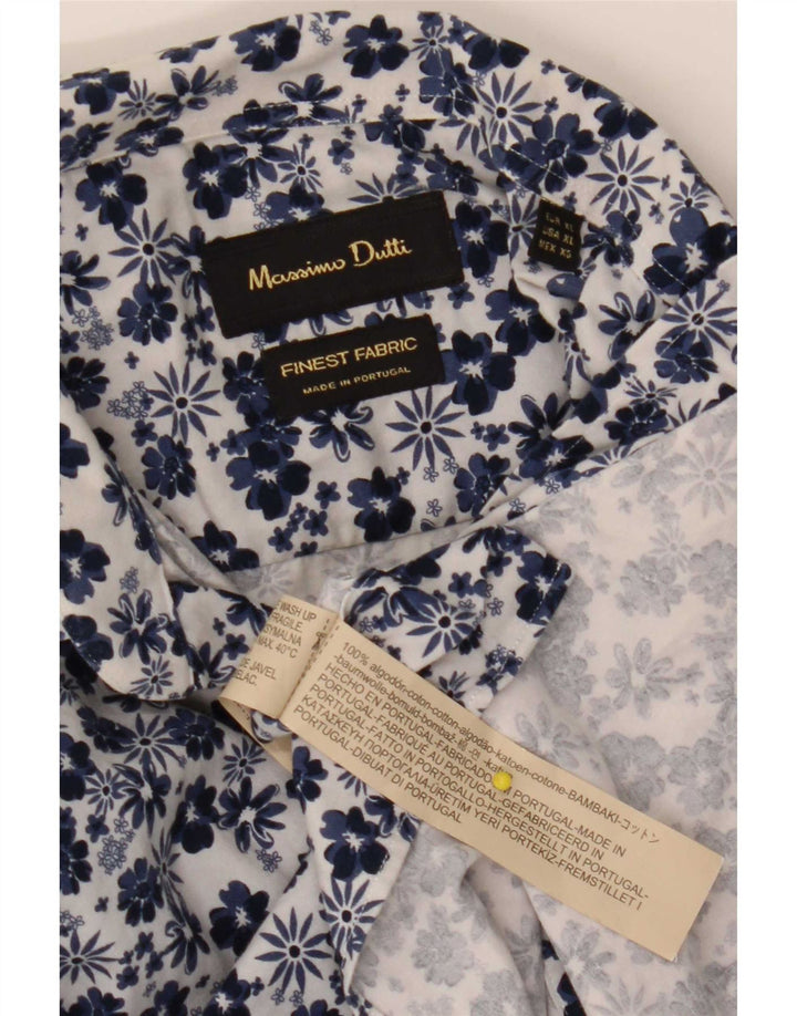 Мужская рубашка Massimo Dutti XL, синяя, хлопковая с цветочным принтом