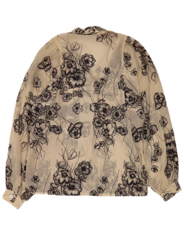 Женская прозрачная блузка-рубашка VINTAGE UK 12, средний цвет с белым цветочным принтом