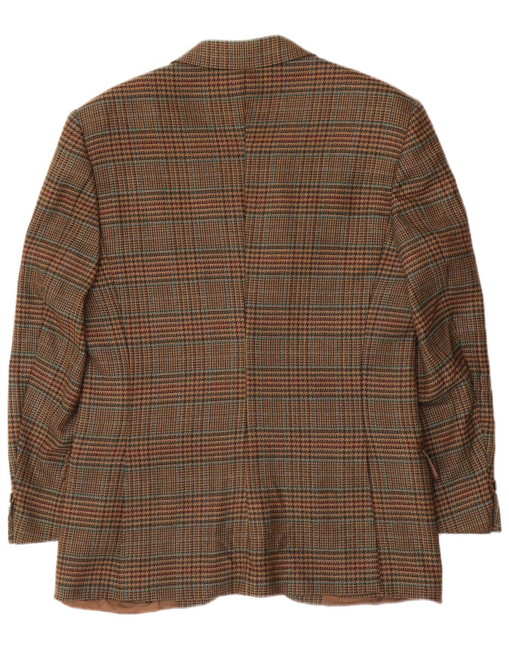 Мужской пиджак на двух пуговицах BURBERRYS IT 48, средний коричневый, шерсть с узором «гусиные лапки»