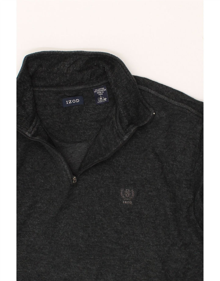 IZOD Mens Zip Neck Sweatshirt Jumper Large Black Cotton Vintage Izod and Second-Hand Izod from Messina Hembry 