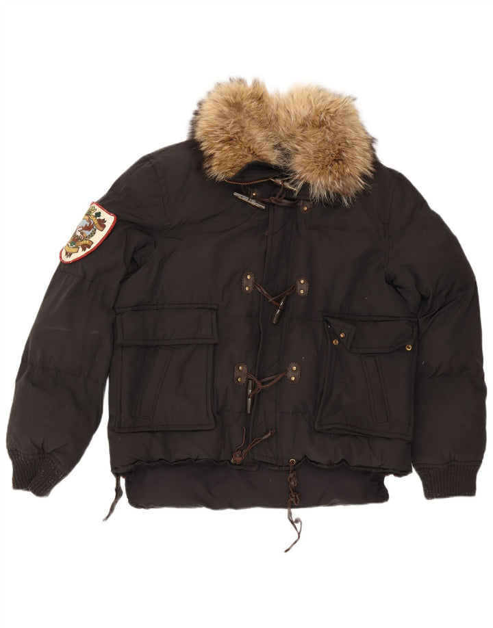 Мужская стеганая куртка Dsquared IT 52 XL, черный хлопок с цветными блоками