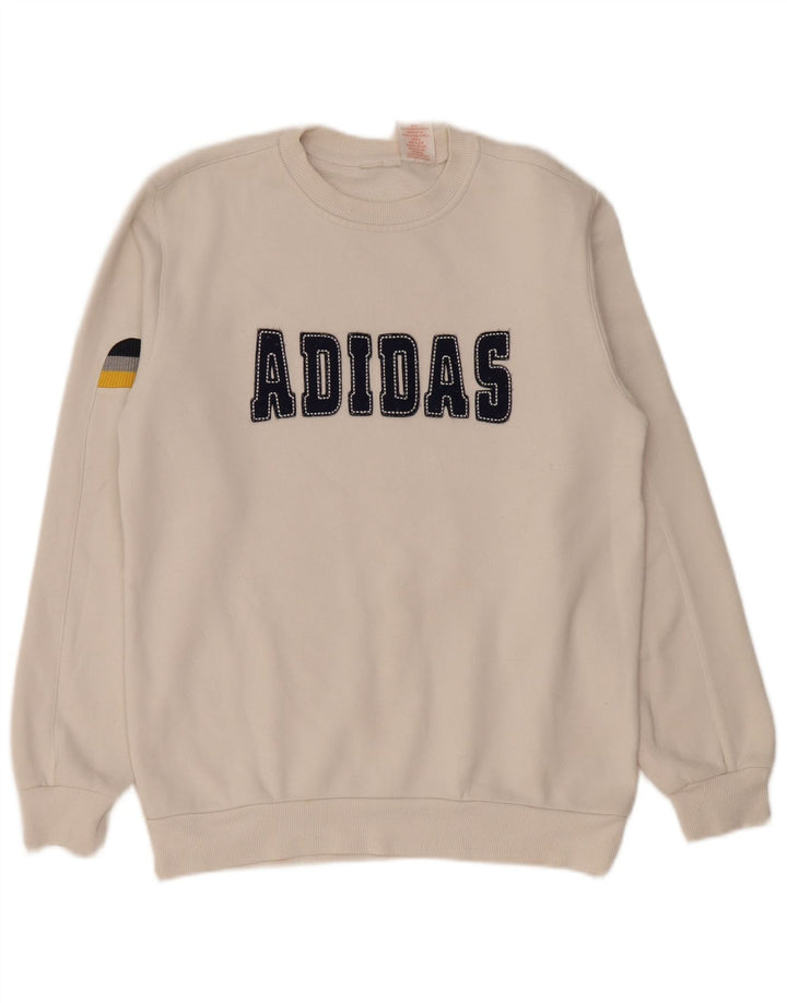 Женский свитер с рисунком Adidas UK 14, средний белый хлопок, толстовка