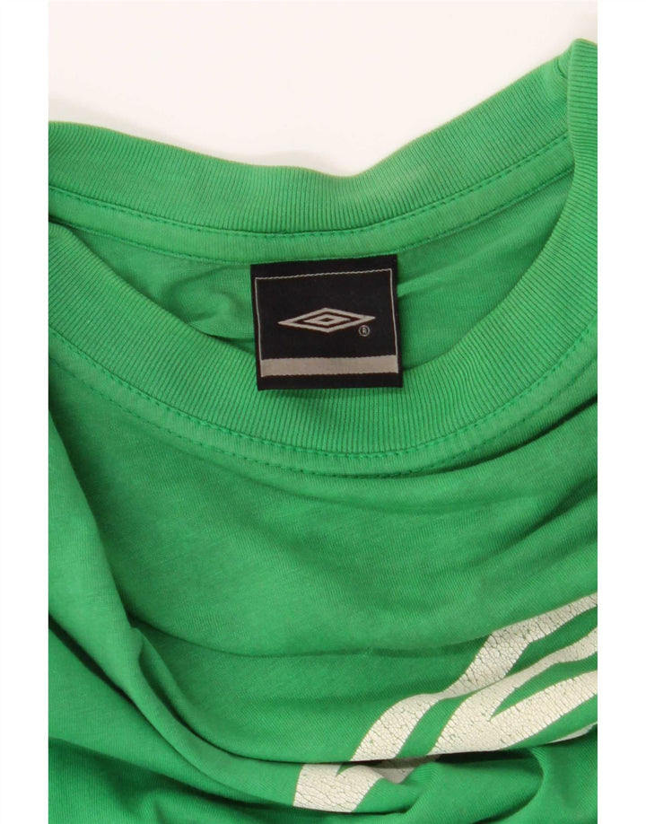 Мужская футболка с рисунком Umbro, хлопковый топ среднего зеленого цвета