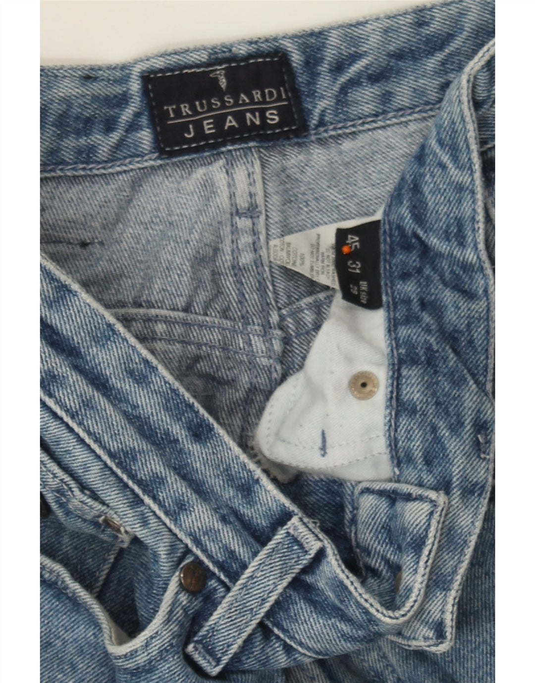 TRUSSARDI Womens Tapered Jeans W29 L27 Blue Cotton Vintage Trussardi and Second-Hand Trussardi from Messina Hembry 