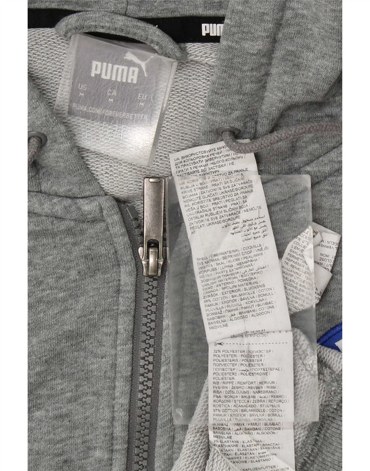 Мужской свитер с капюшоном и молнией с графическим рисунком Puma, хлопковый средний серый цвет