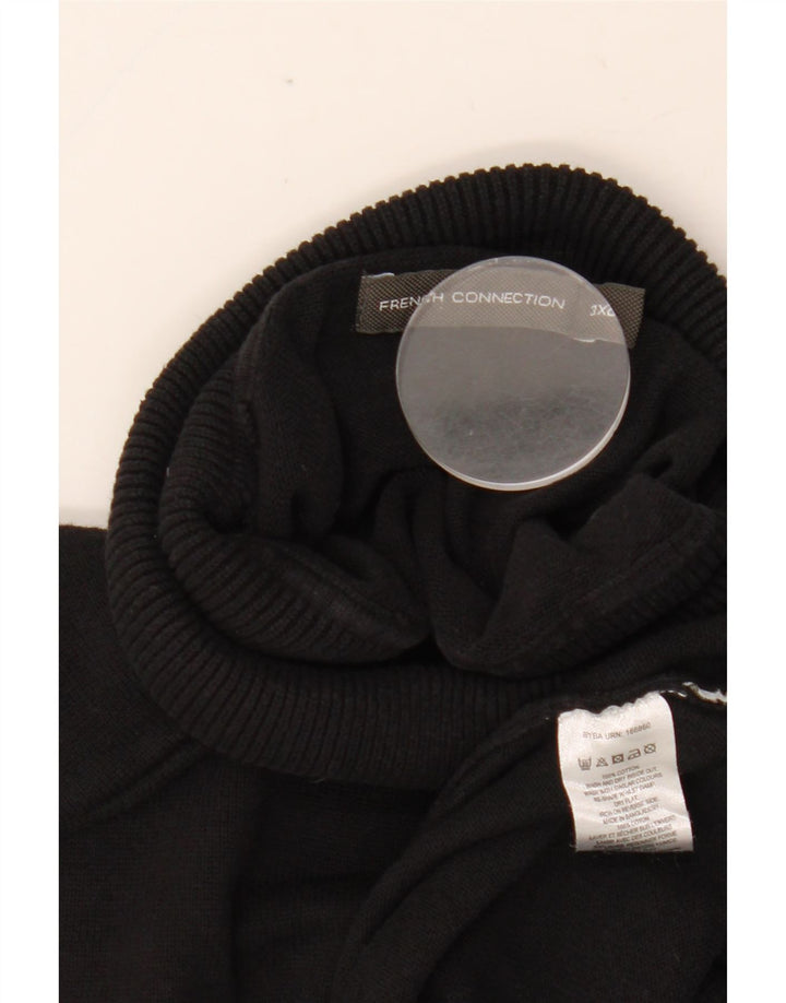 FRENCH CONNECTION Мужской джемпер с высоким воротником, свитер 3XL, черный хлопок