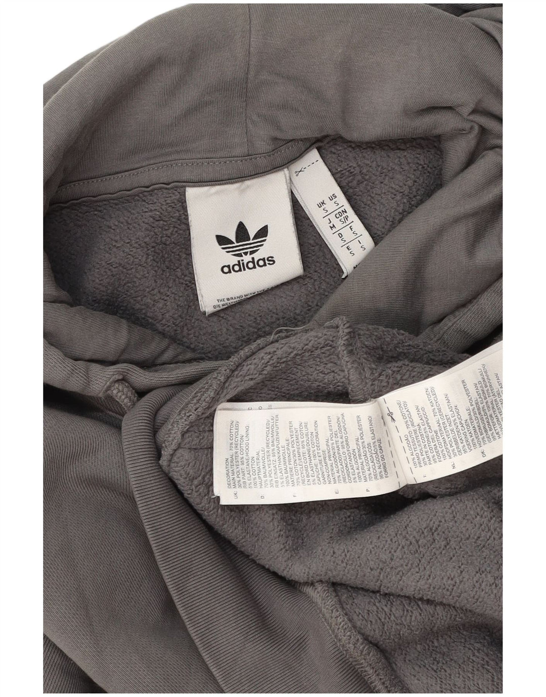Мужской джемпер с капюшоном Adidas, маленький серый, хлопок
