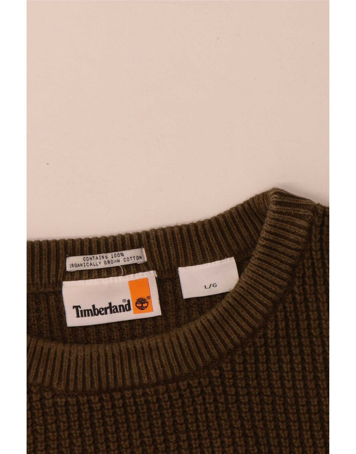 Мужской джемпер с круглым вырезом Timberland, большой хлопковый свитер цвета хаки